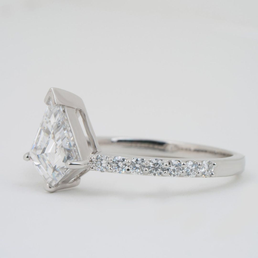Kite step  cut diamond ring