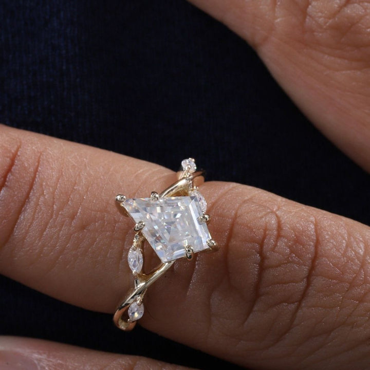 Kite cut moissanite ring