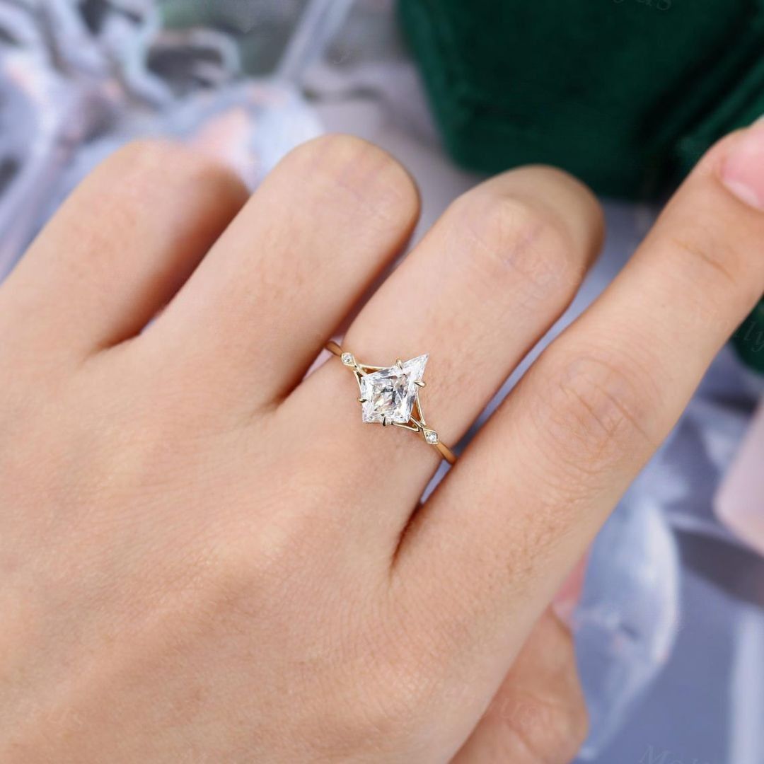 Kite cut engagement ring