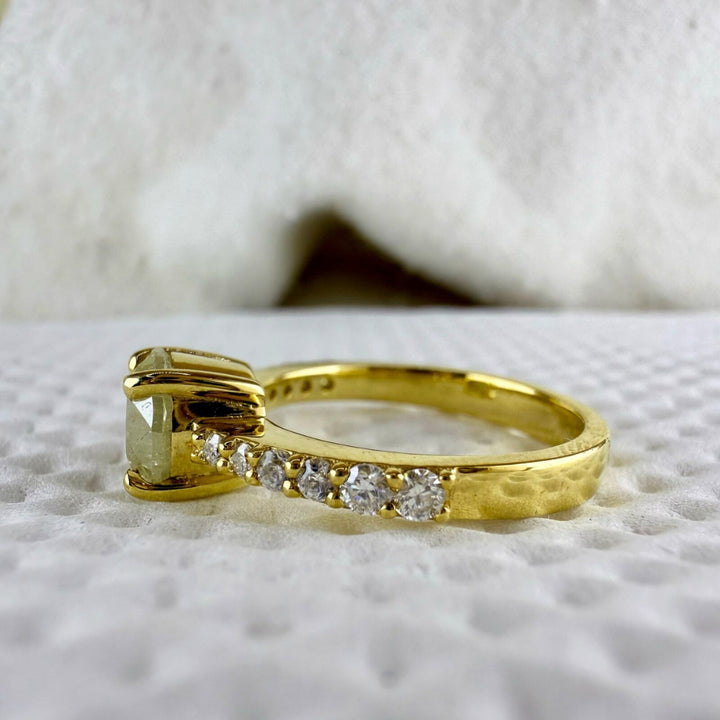 Grey round diamond ring