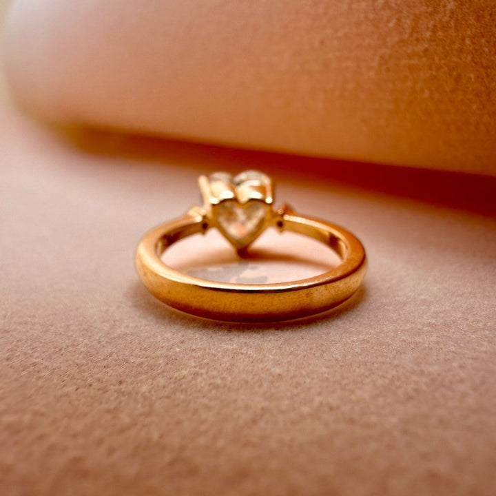 Heart rose gold ring for women
