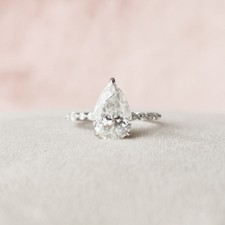 Moissanite 2.38 CT Pear Cut Diamond Edwardian Handmade Ring