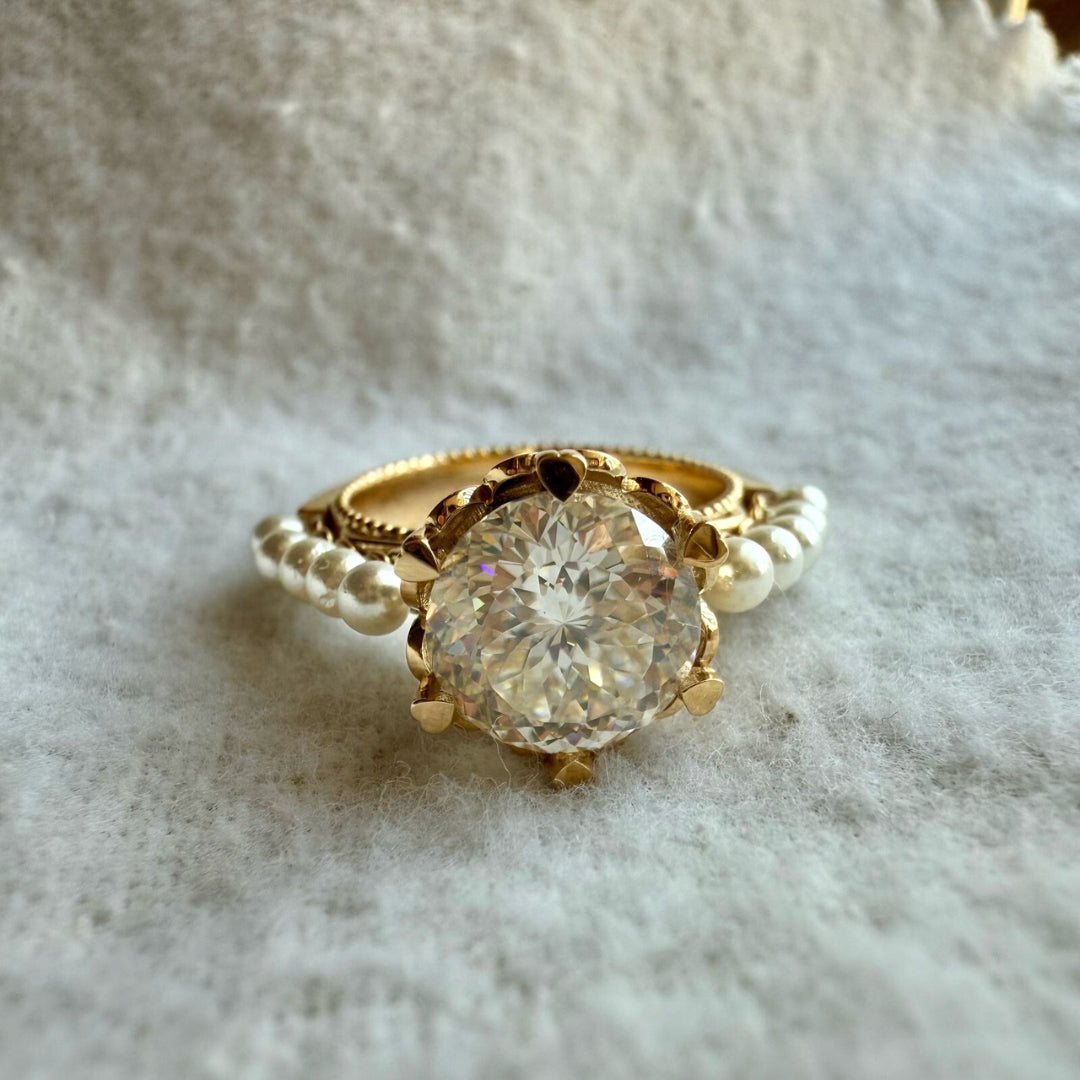 Portuguese white diamond ring
