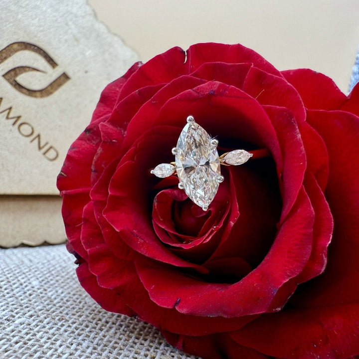 Marquise white diamond ring