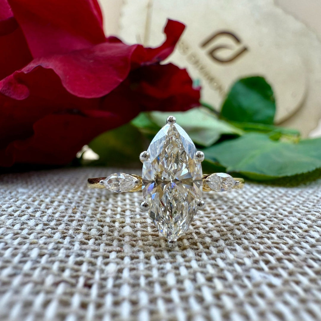 Marquise diamond yellow gold ring