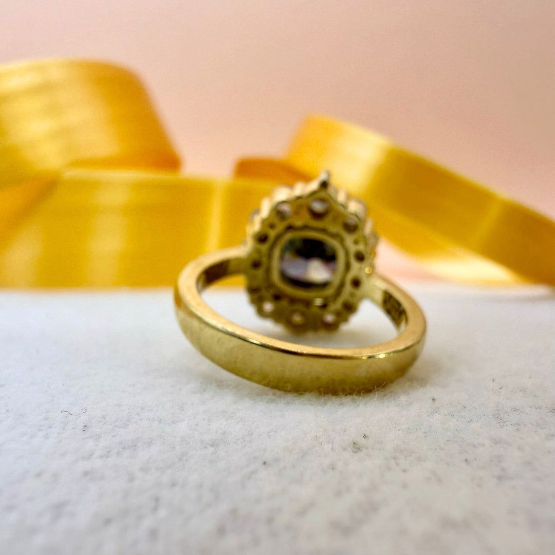 Halo yellow gold diamond ring