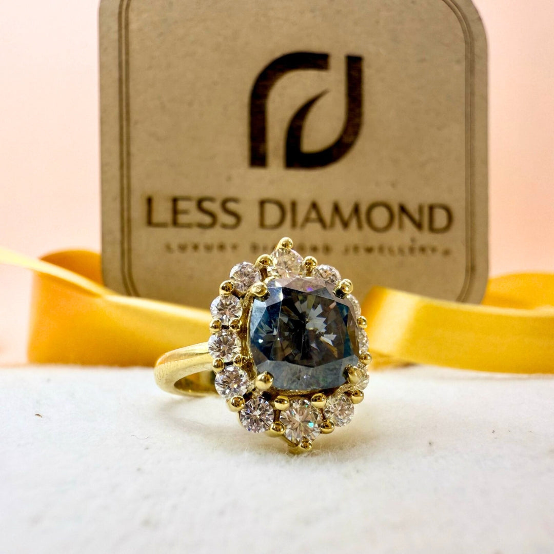 Cushion black diamond ring