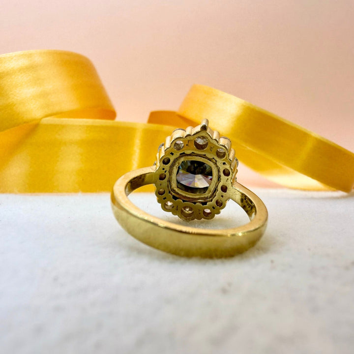 Cushion black diamond wedding ring