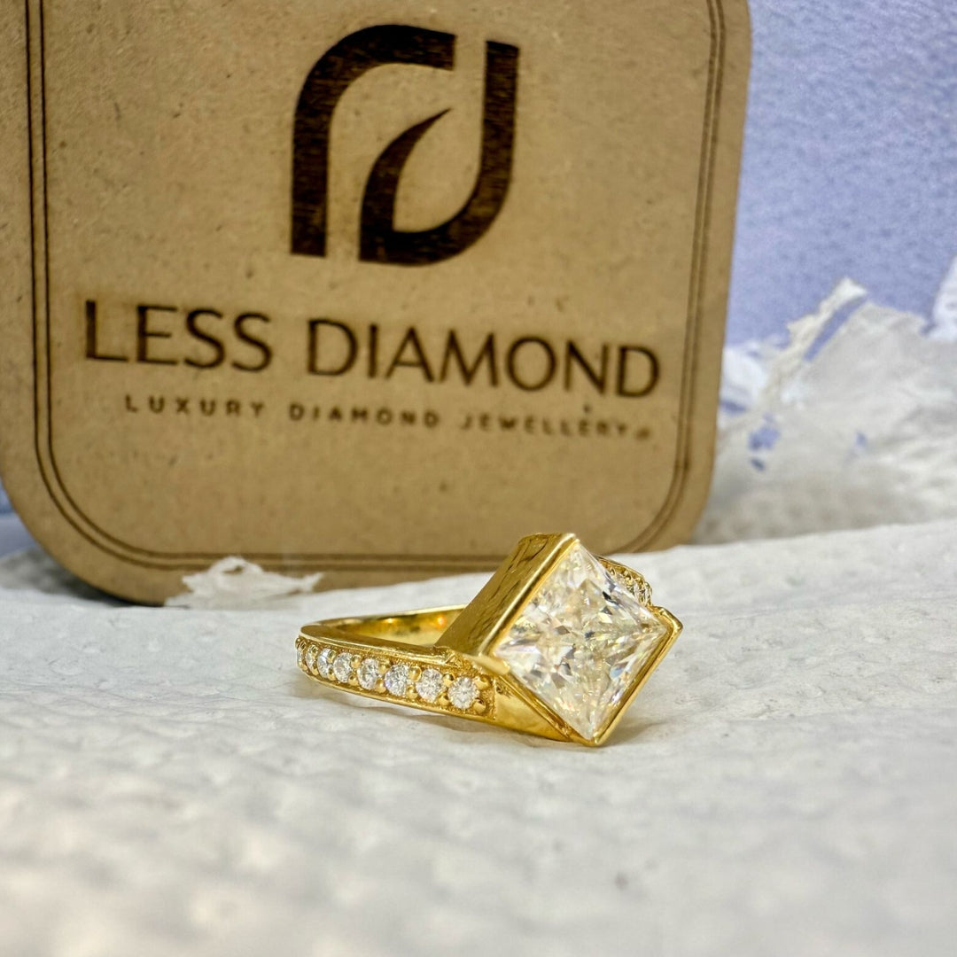 Princess yellow gold  diamond ring