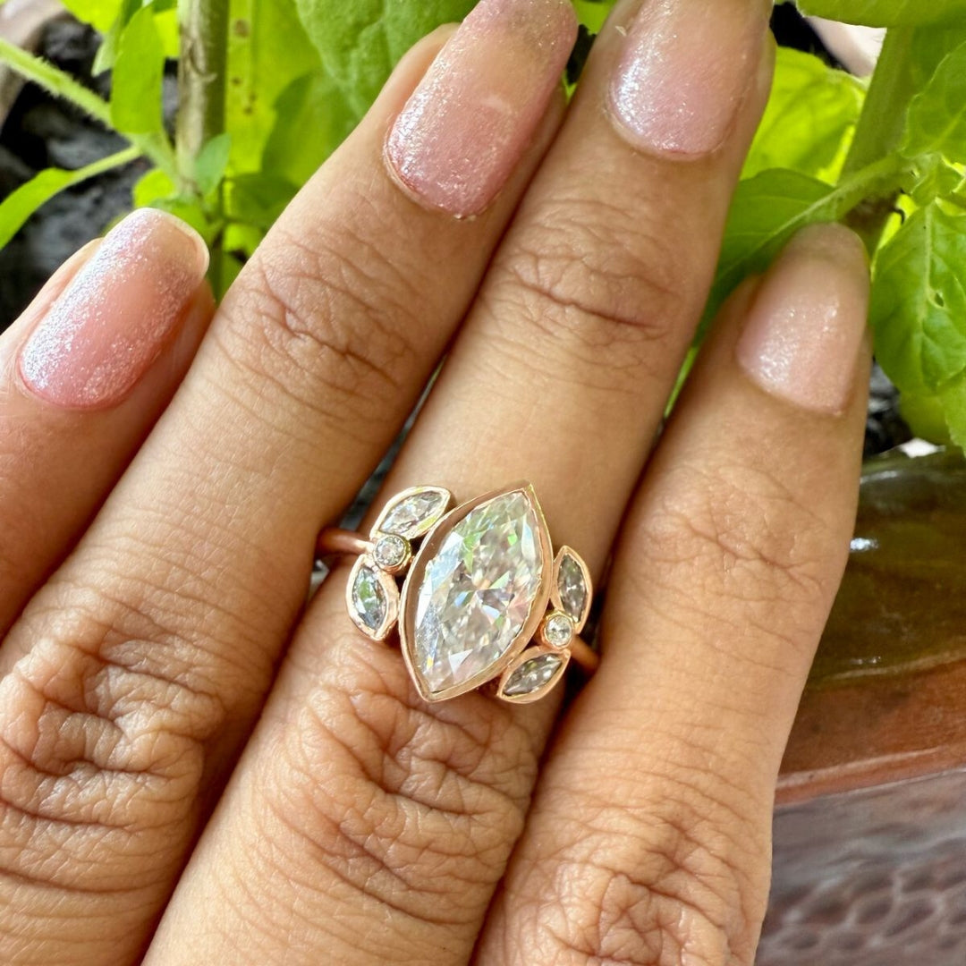 Rose gold diamond ring for women