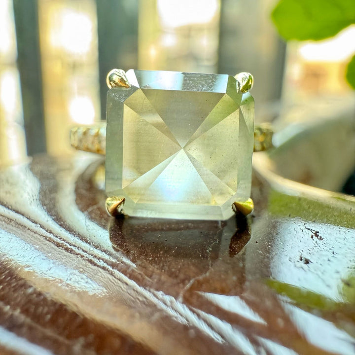 Asscher cut diamond ring