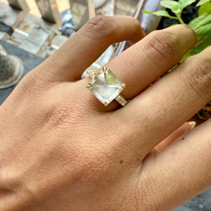 Moissanite Asscher cut ring