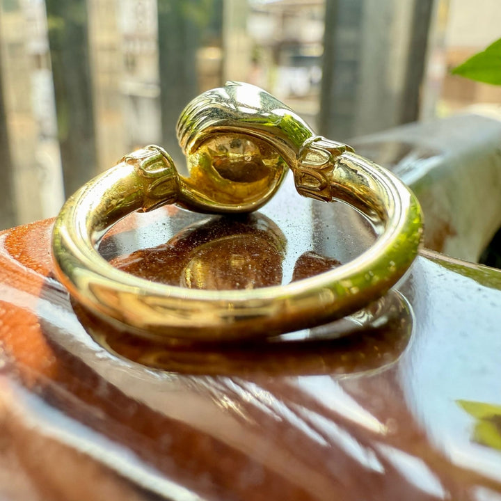 Golden hand diamond ring