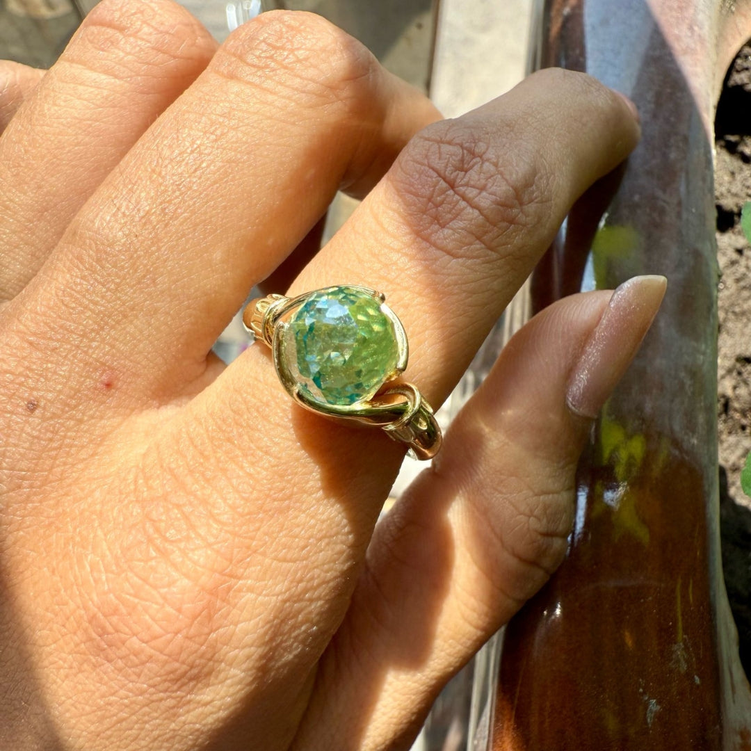 Moissanite green diamond ring
