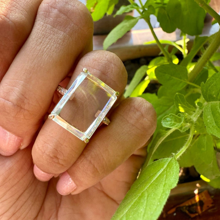 Emerald cut diamond ring