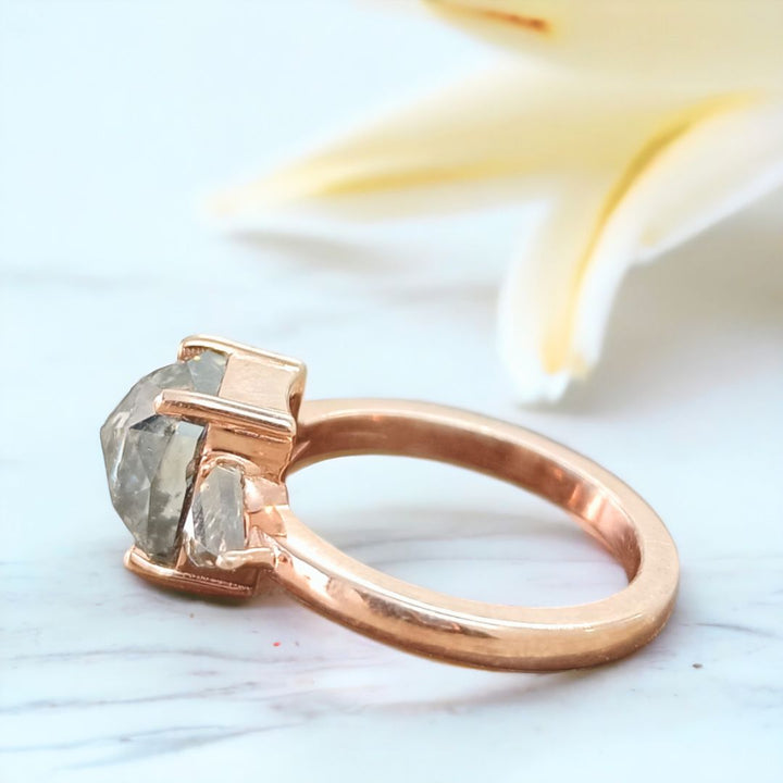 Cushion three stone ring