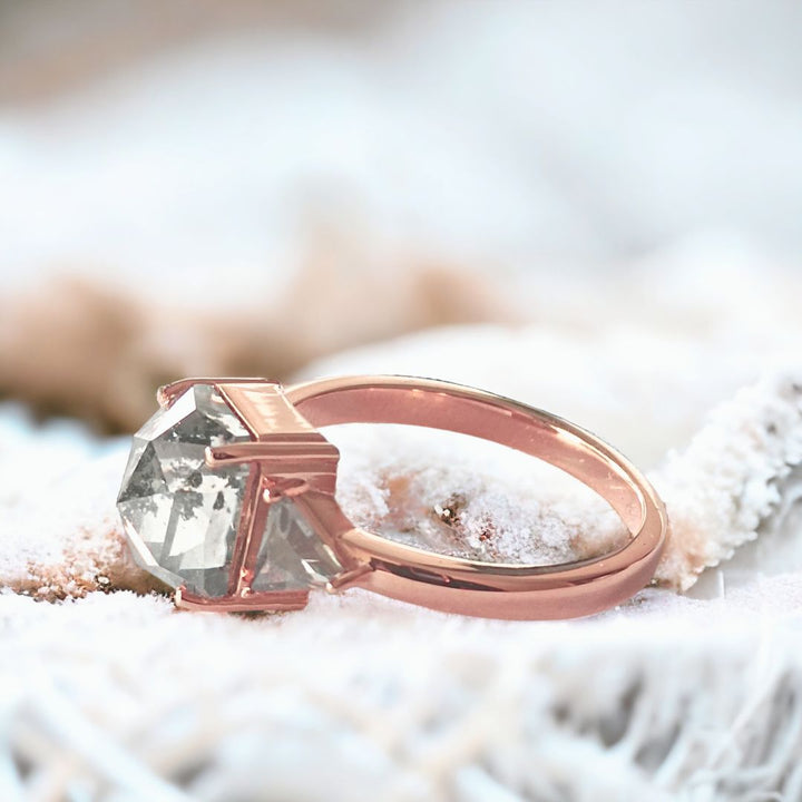 Cushion with triangle side diamonds