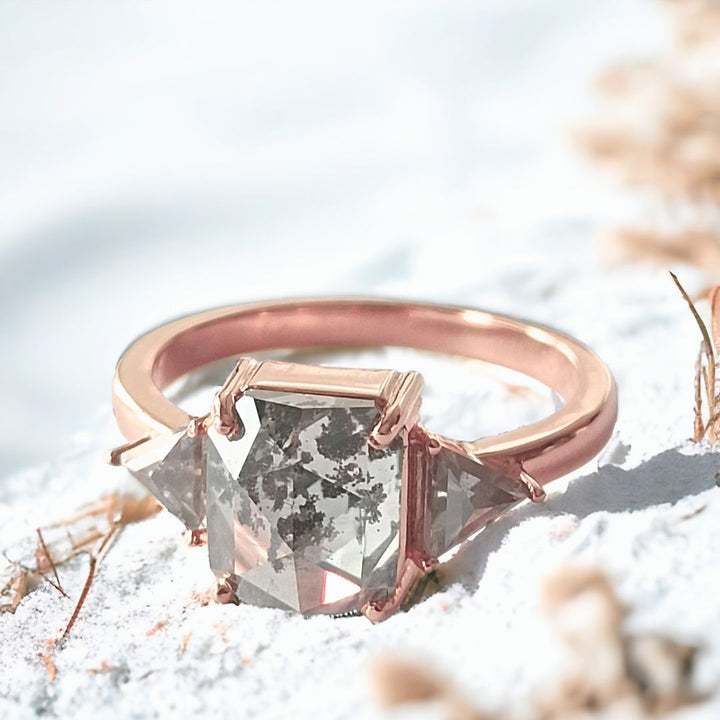 Cushion cut center stone ring