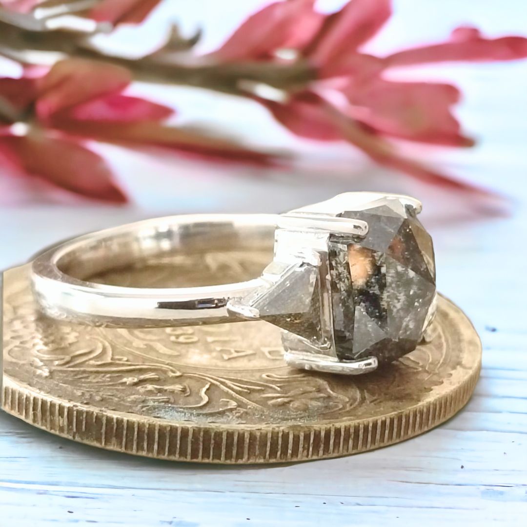 Radiant three stone  diamond ring