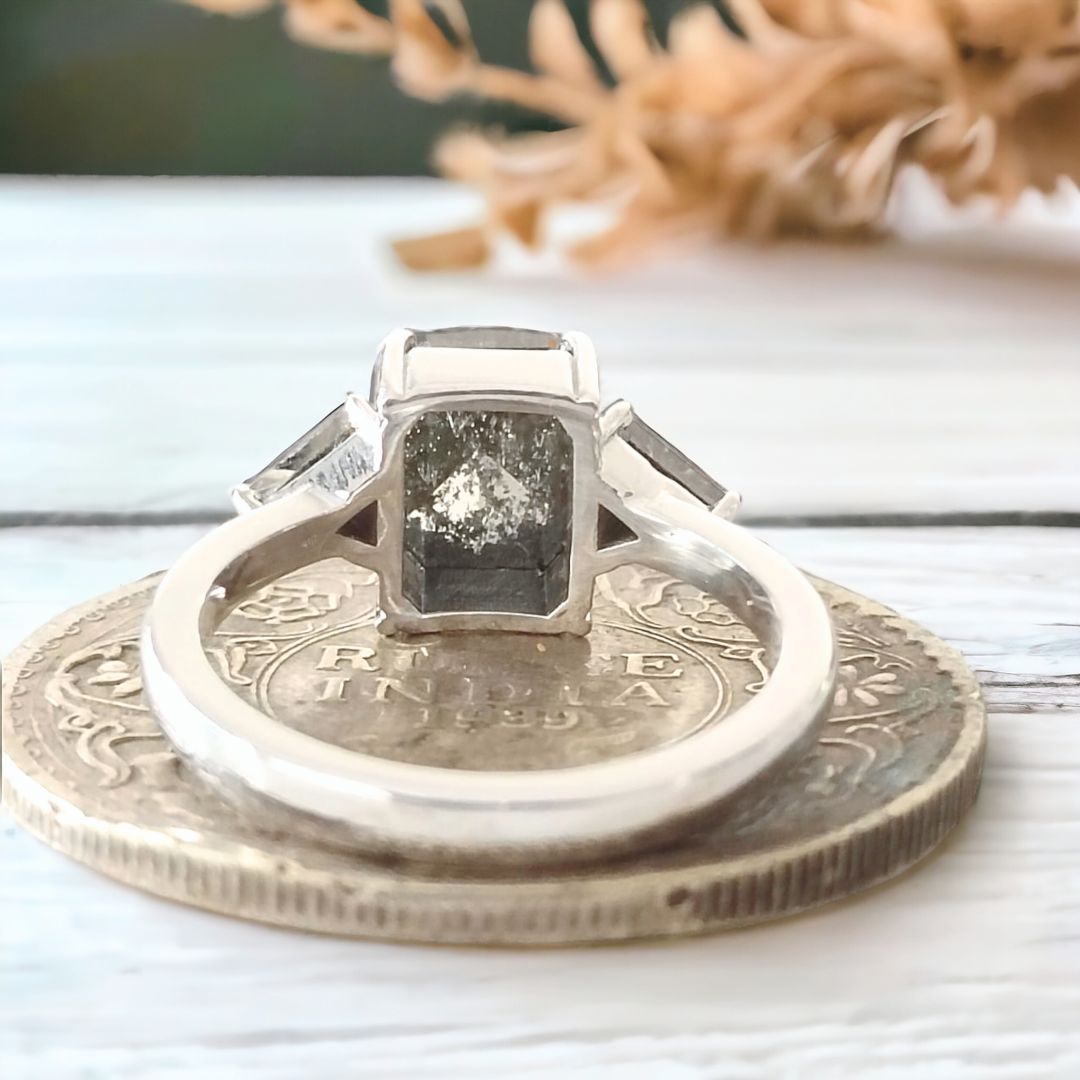 Black diamond radiant ring