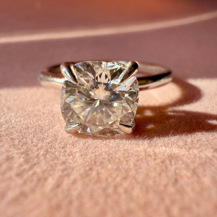 Cushion cut white diamond ring