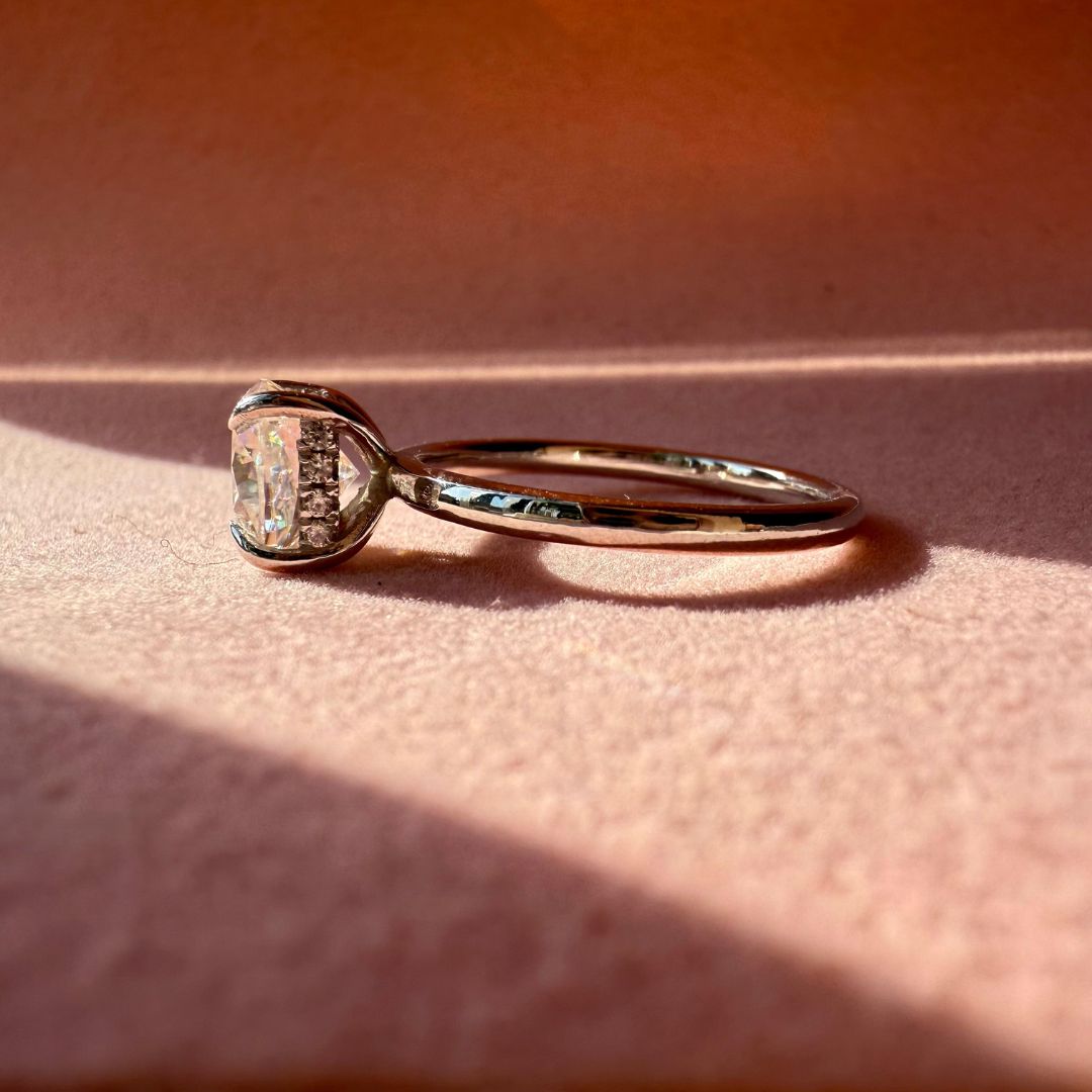 Cushion hidden diamond ring