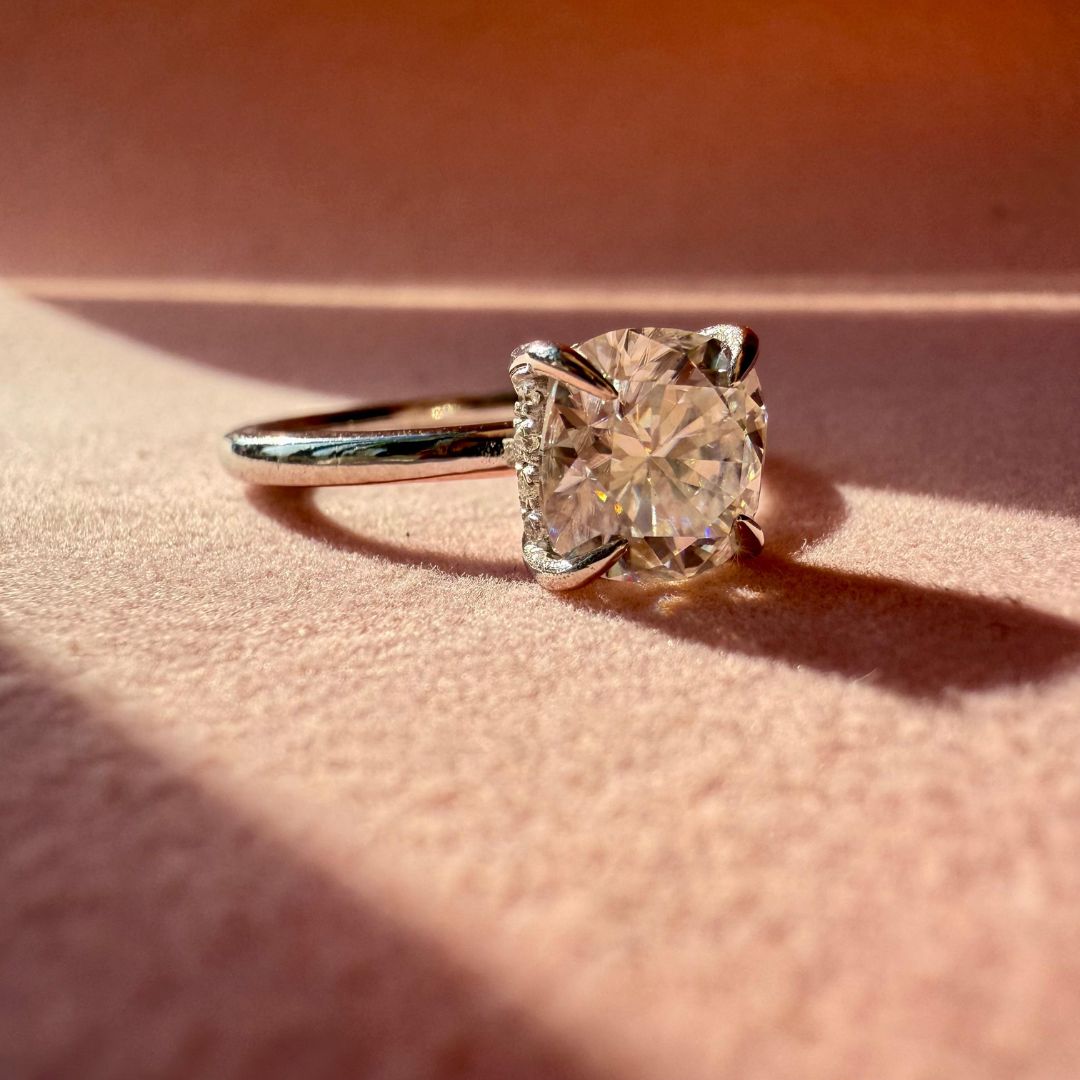 Square cushion diamond ring