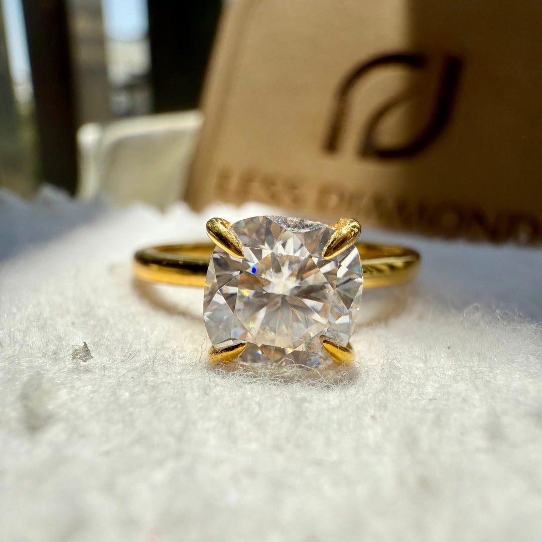 Cushion white diamond ring