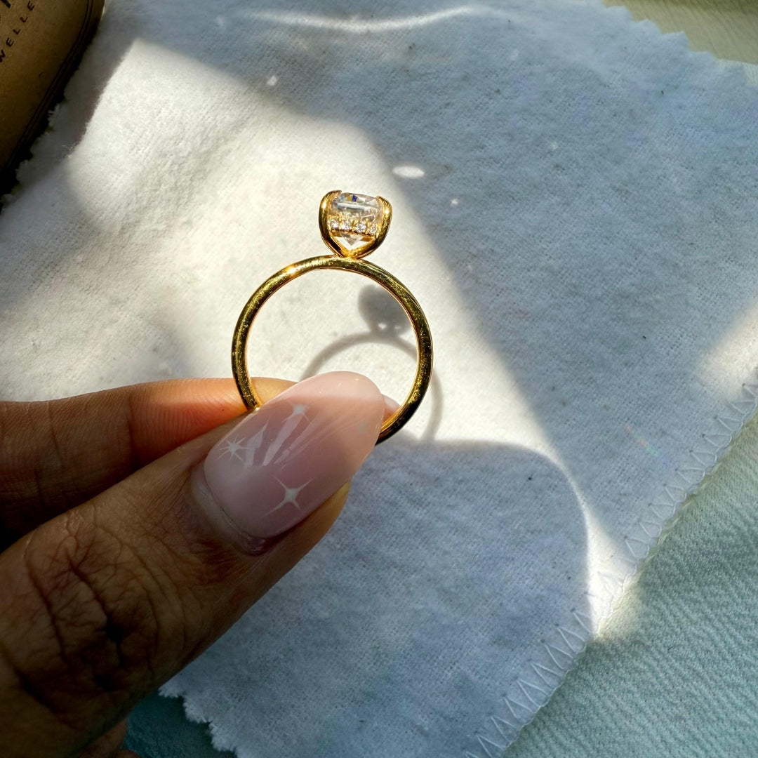 Cushion white diamond solitaire ring