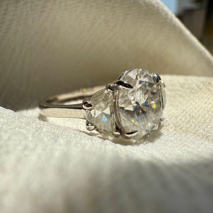 Three stone white diamond ring
