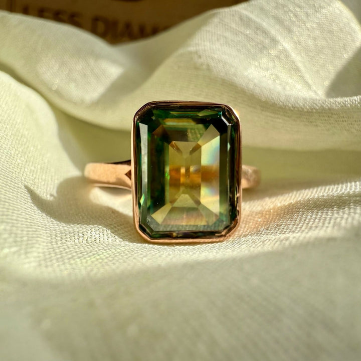 Moissanite emerald ring