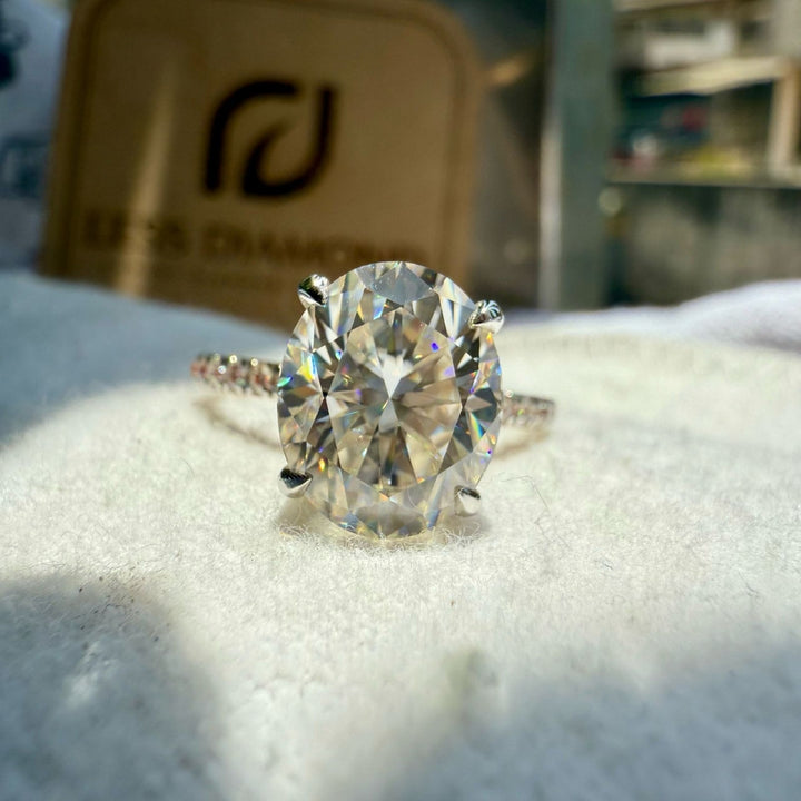 Oval white diamond ring