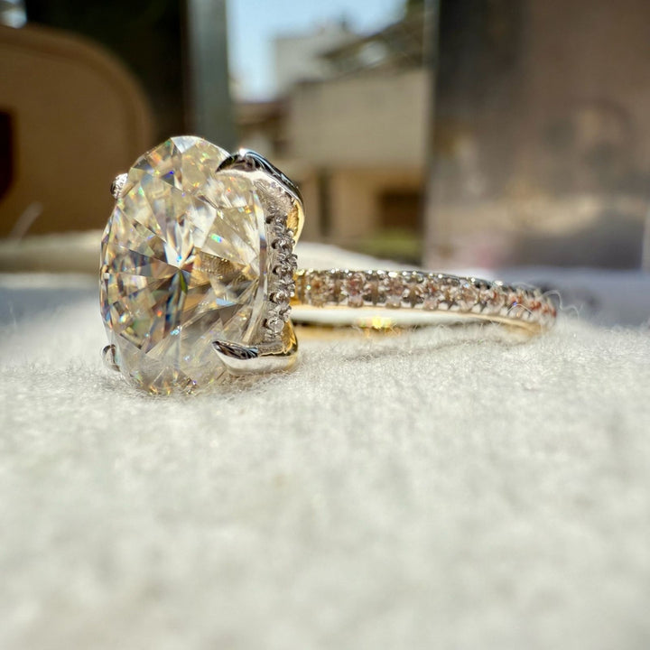 White diamond oval ring