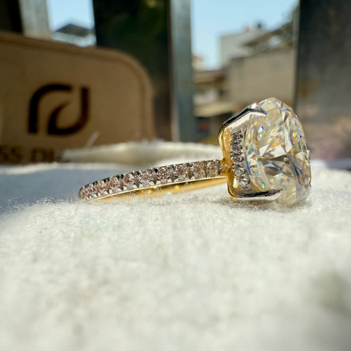 Silver oval diamond ring