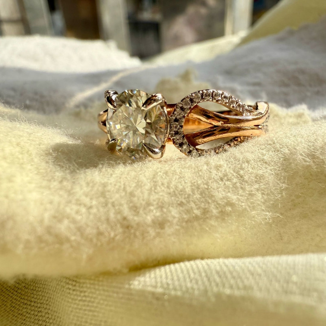 Round moissanite rose gold  ring