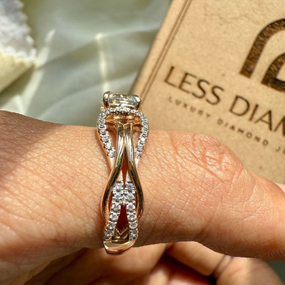 Round moissanite gold ring
