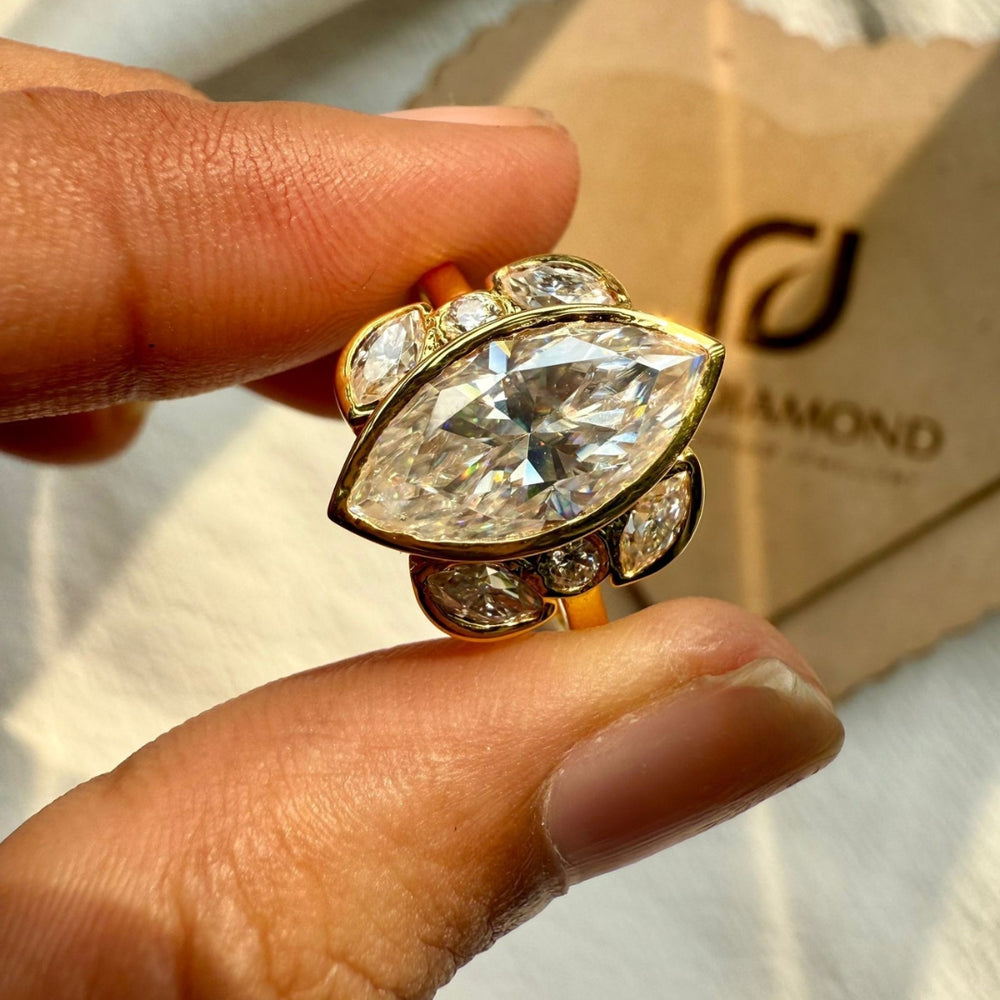 Marquise white diamond ring
