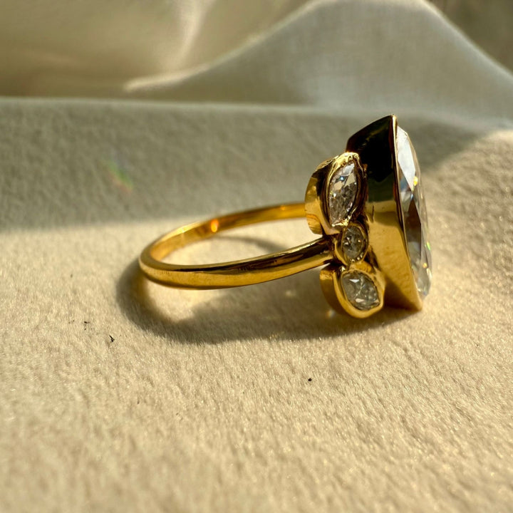 Marquise yellow gold diamond ring