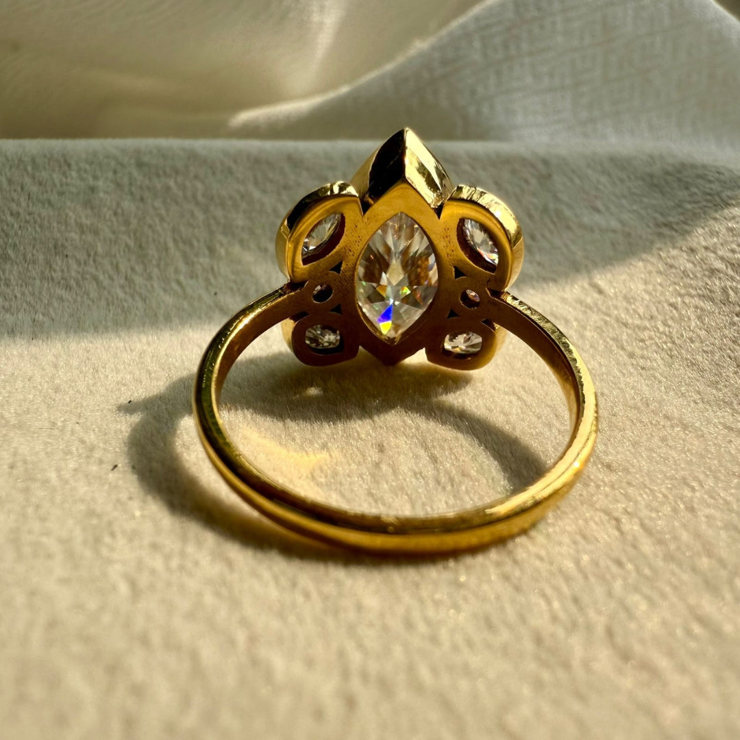 Yellow gold marquise engagement ring