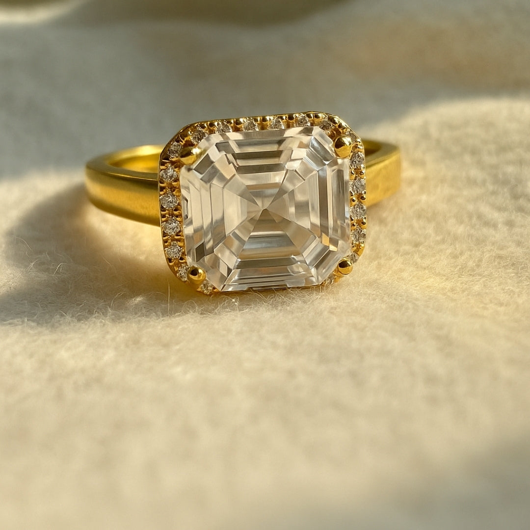 Asscher cut radiant engagement ring
