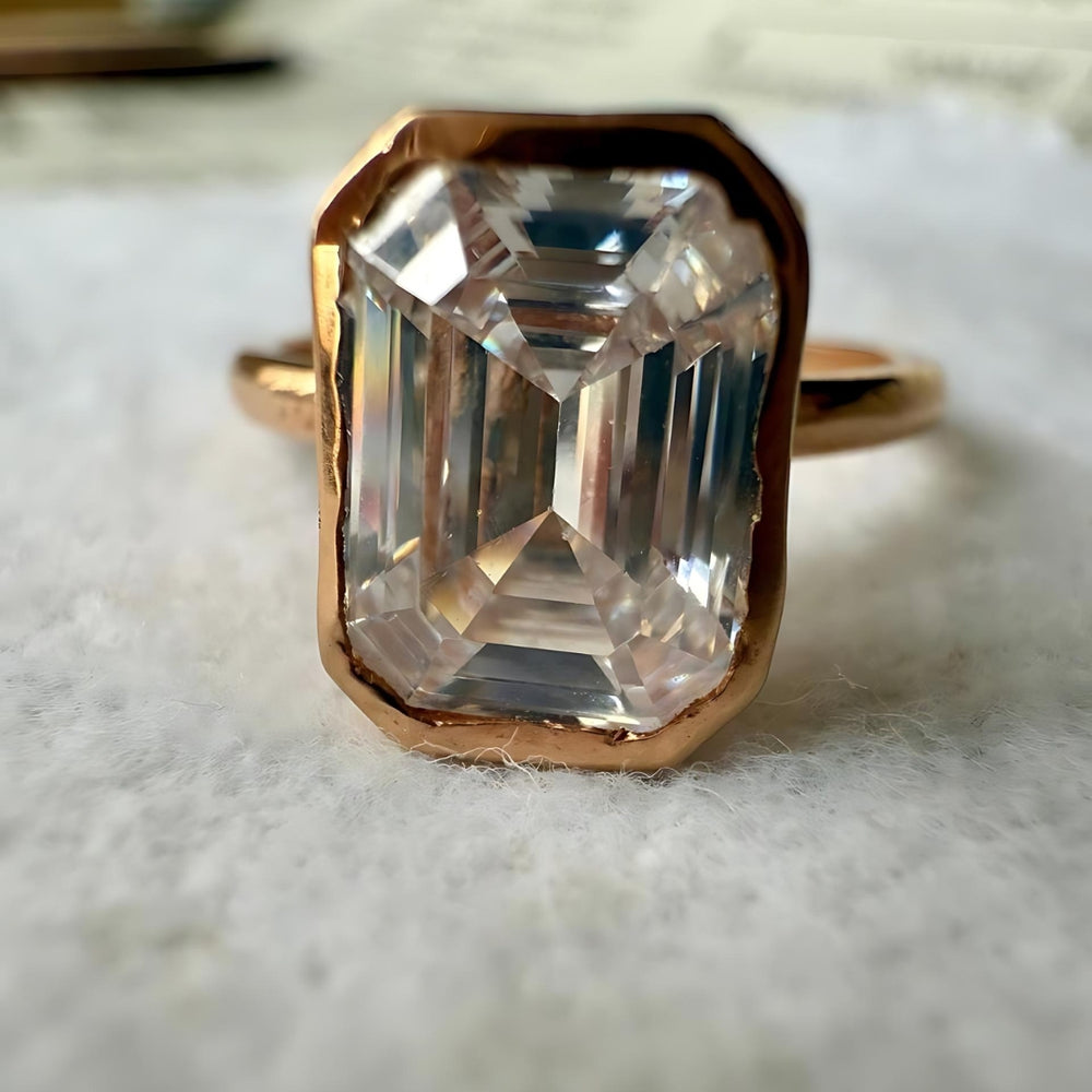 Rose gold emerald ring