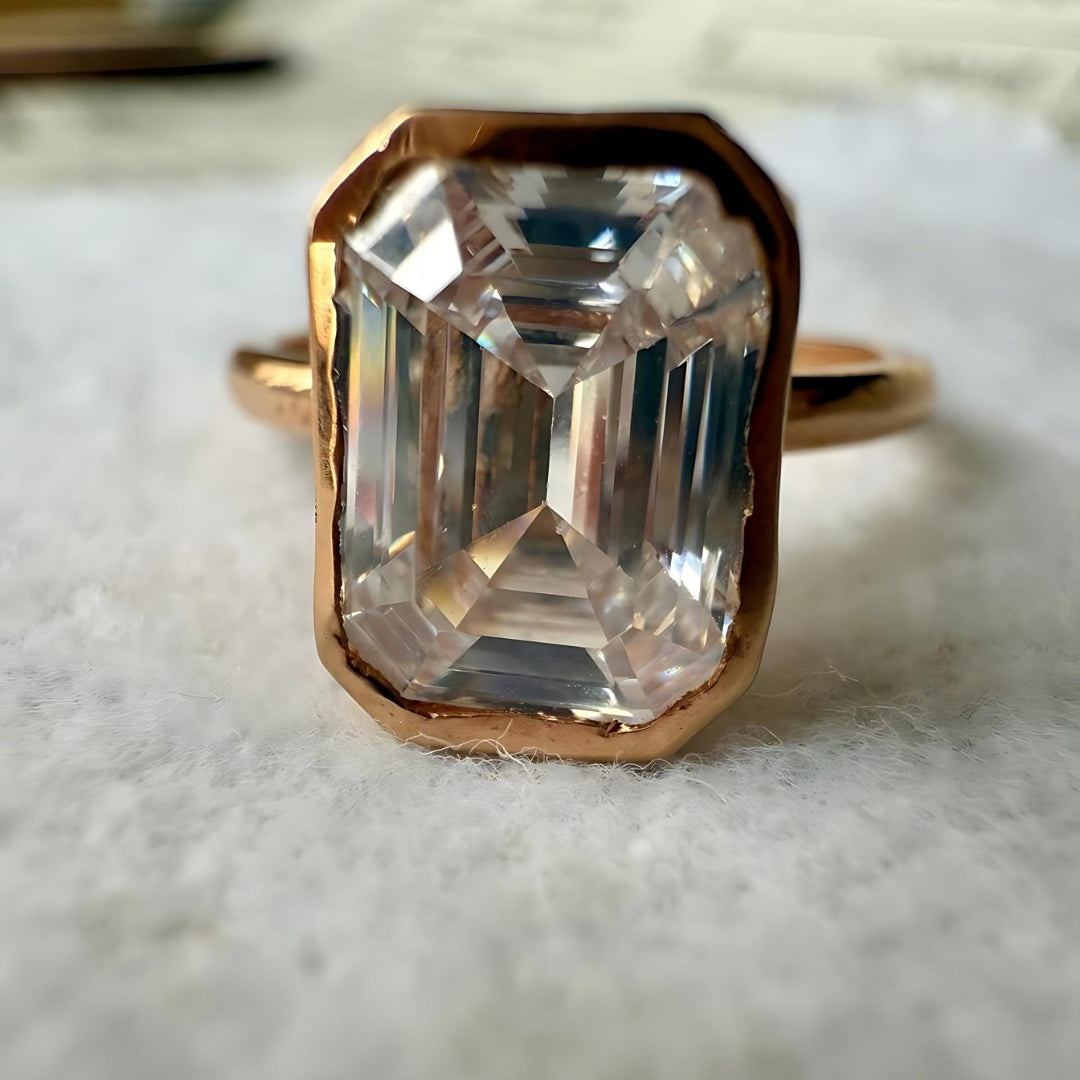 Rose gold emerald ring
