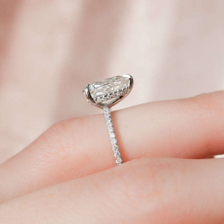 Moissanite 2.63 CT Pear Cut Diamond Art Nouveau Anniversary Ring