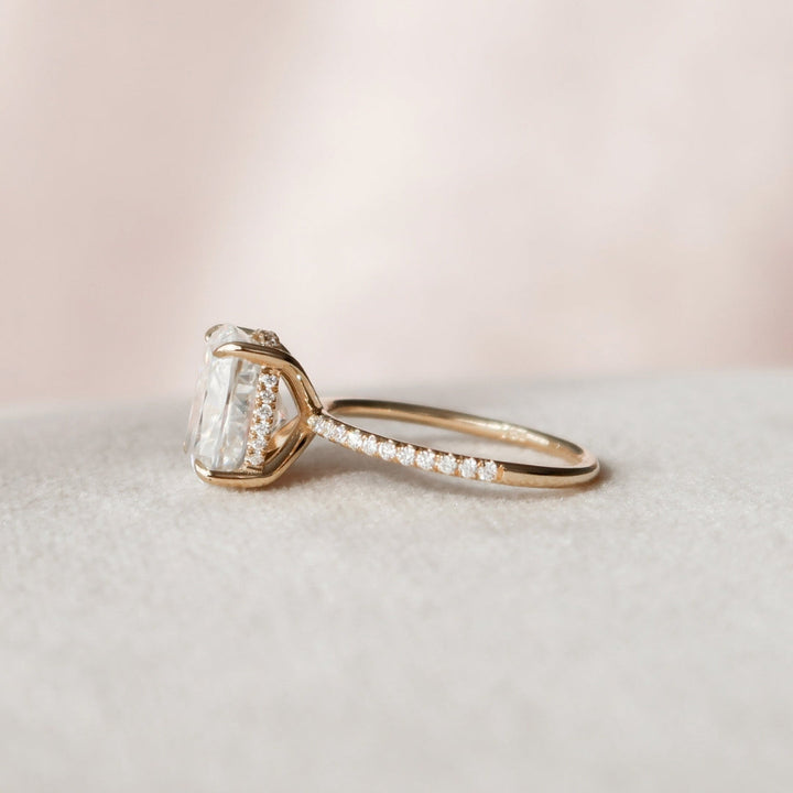 Moissanite 2.94 CT Cushion Cut Diamond Avant Garde Handmade Ring