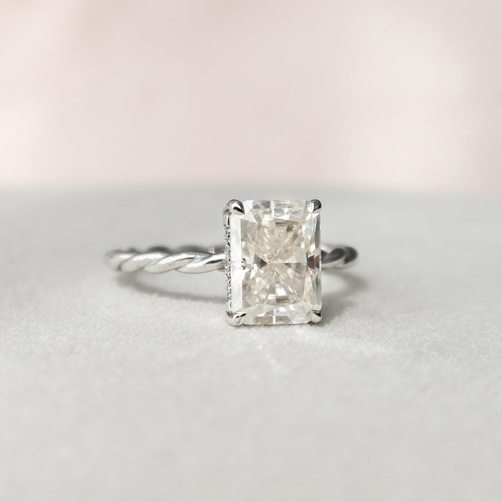 Moissanite 1.84 CT Radiant Cut Diamond Brutalist Wedding Ring