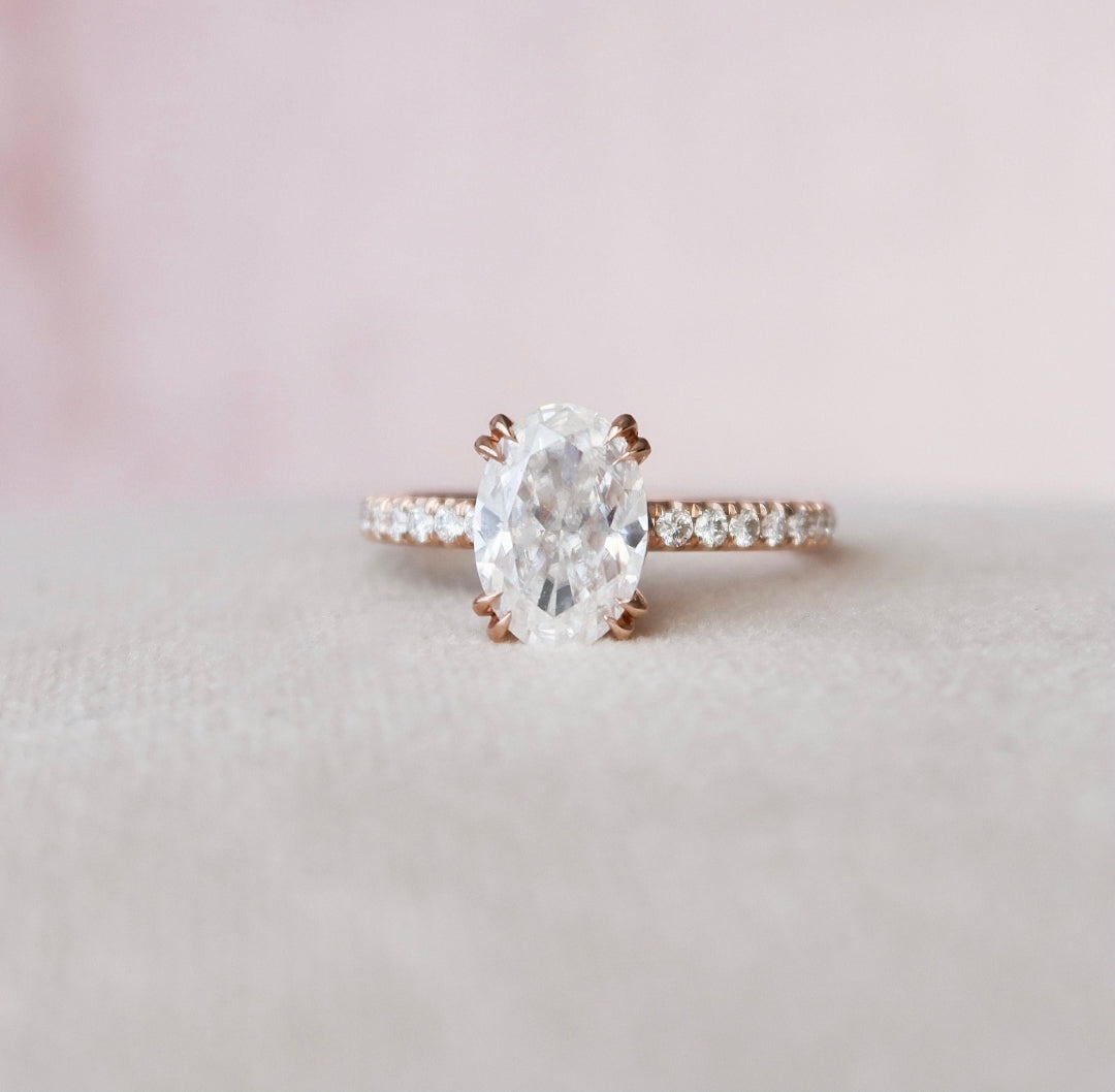 Moissanite 1.73 CT Oval Cut Diamond Minimalist Handmade Ring