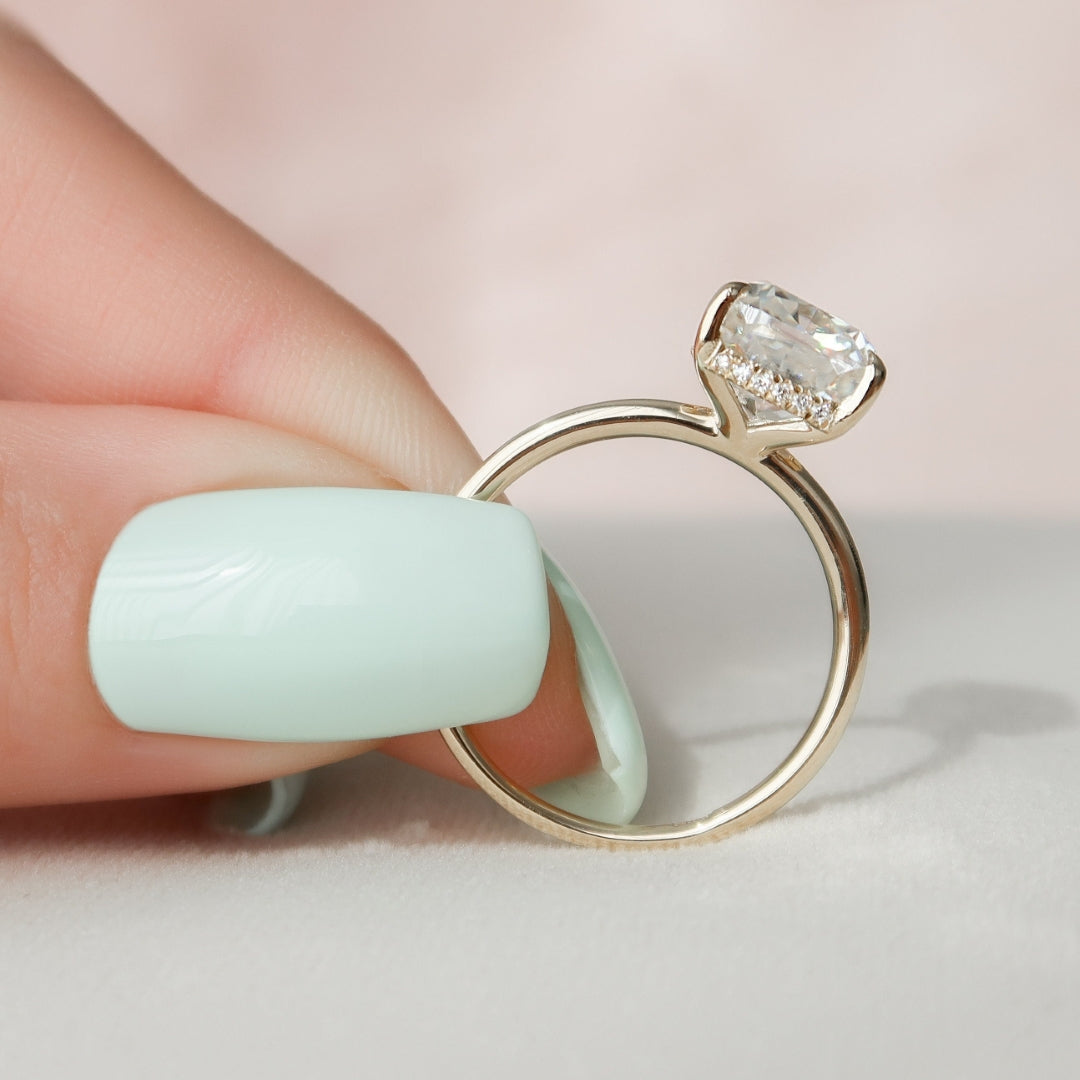 Moissanite 2.55 CT Cushion Cut Diamond Edwardian Engagement Ring