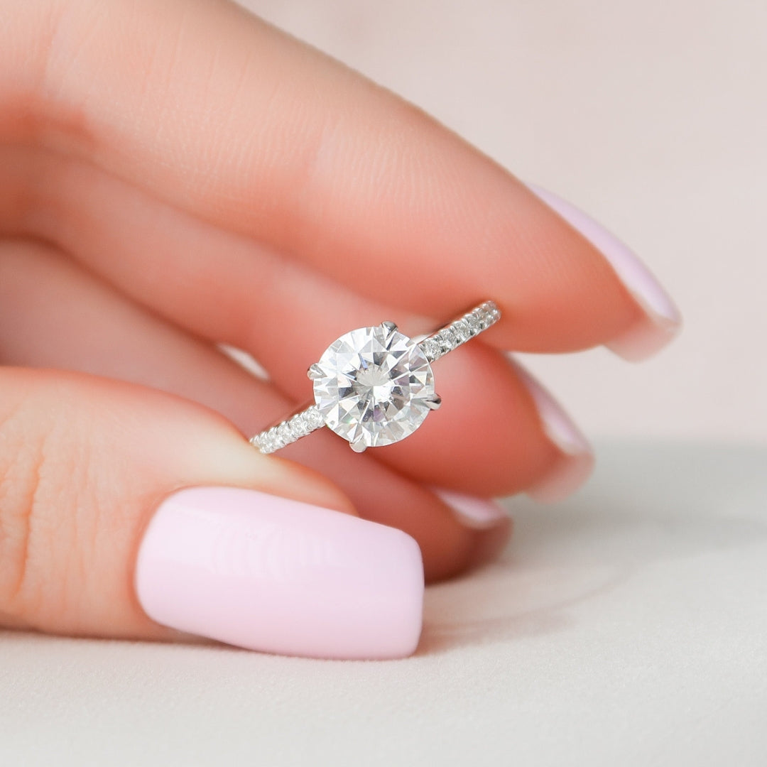 Moissanite 1.70 CT Round Cut Diamond Art Deco Anniversary Ring