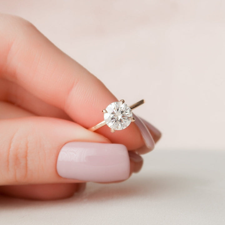 Moissanite 2.14 CT Round Cut Diamond Brutalist Anniversary Ring
