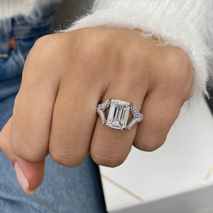 Hidden halo emerald ring
